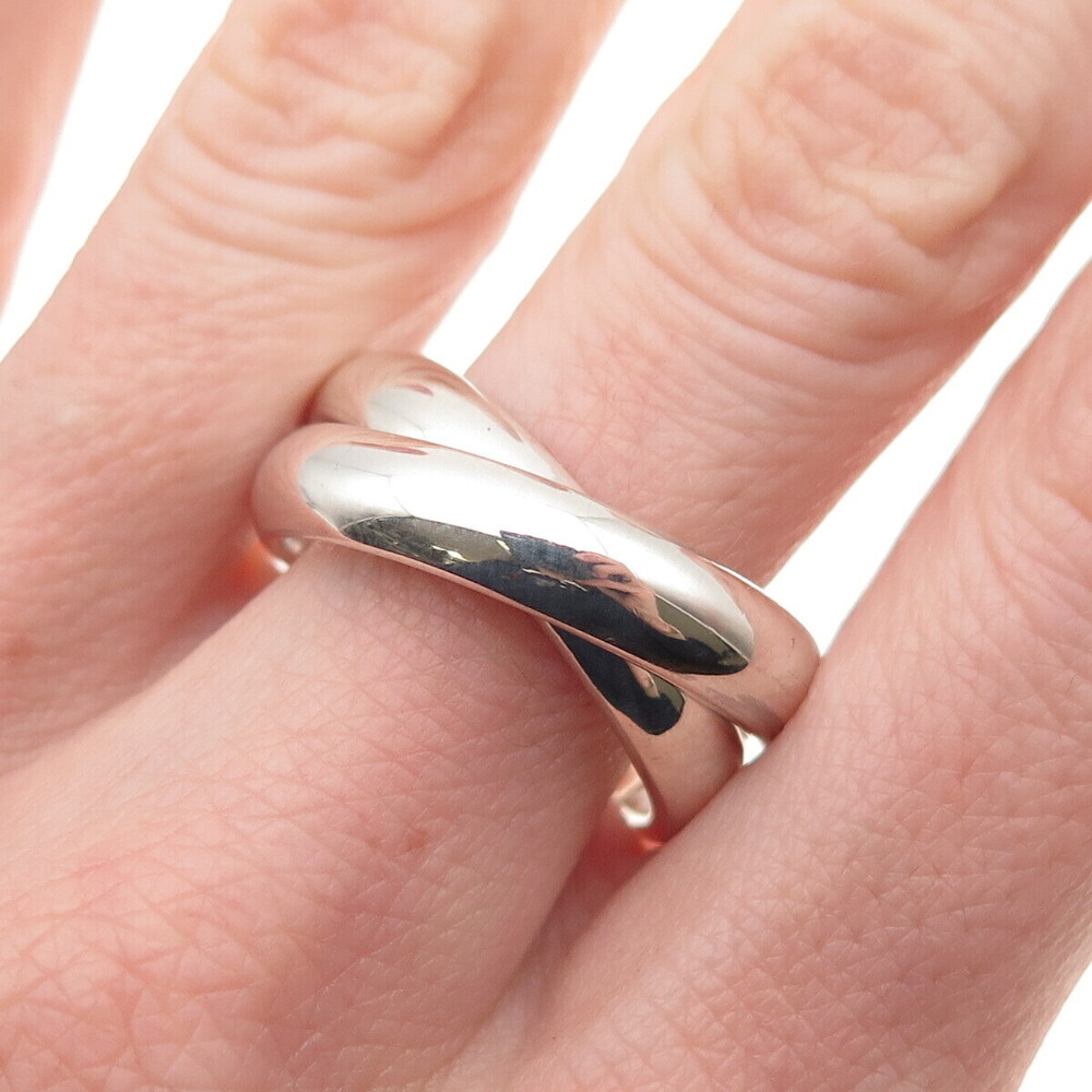 925 Sterling Silver Vintage Interlocked Trinity Band Ring Size 9.25